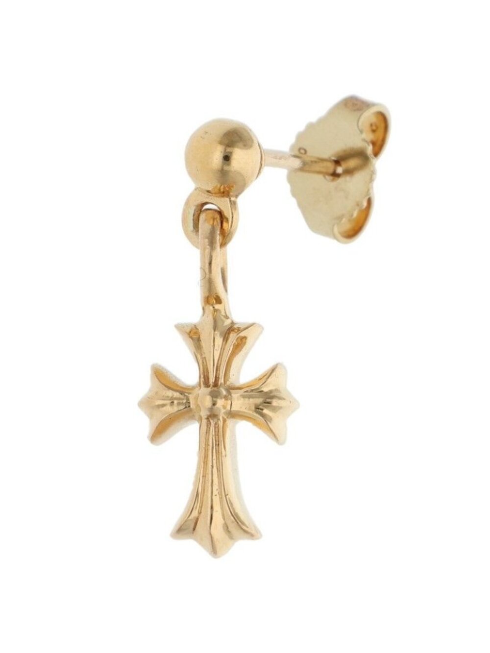 Chrome Hearts 22k Drp Stck CH Crs Stack CH Cross Drop Gold Earrings